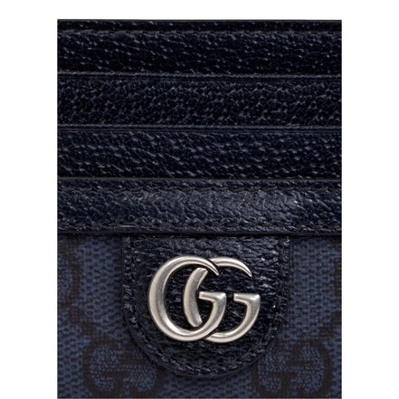 Gucci Ophidia GG Canvas Leather Navy Card Case Wallet - available at Queen Bee of Beverly Hills. 