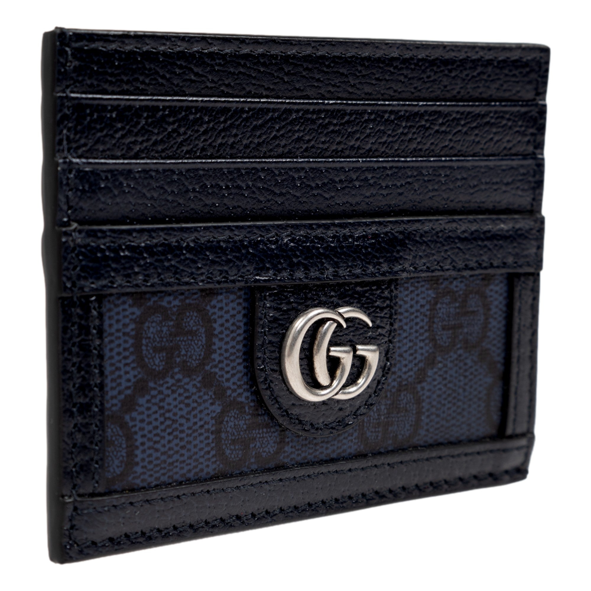 Gucci Ophidia GG Canvas Leather Navy Card Case Wallet - available at Queen Bee of Beverly Hills. 