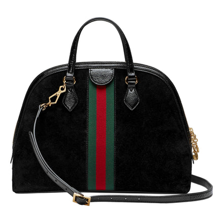 Gucci Black handbag with a red and green stripe on a white background