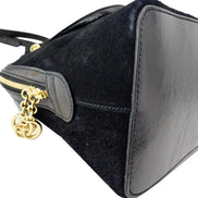Gucci Ophidia Dome Black Suede Web Stripe Top Handle Satchel