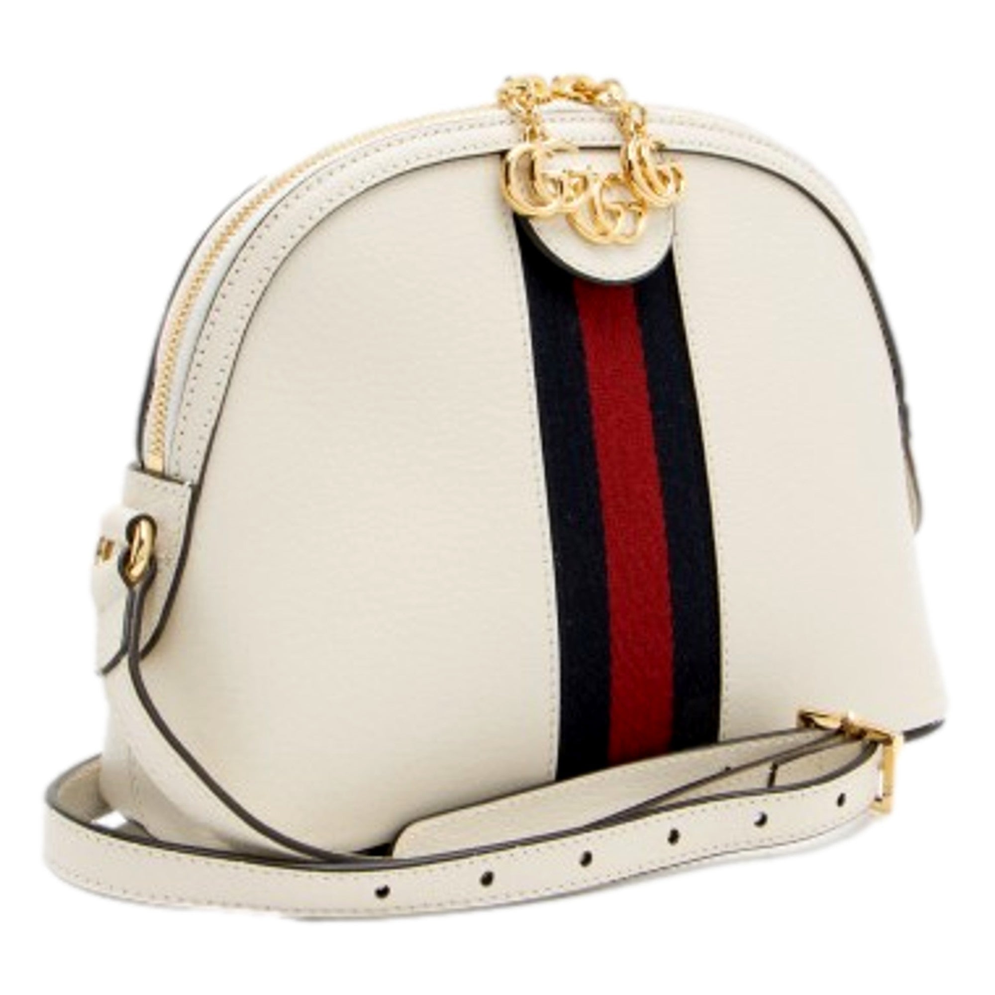 Gucci Ophidia Dome Sherry Leather Web Stripe Cream White Crossbody Handbag available at Queen Bee of Beverly Hills