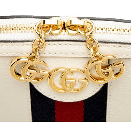 Gucci Ophidia Dome Sherry Leather Web Stripe Cream White Crossbody Handbag available at Queen Bee of Beverly Hills