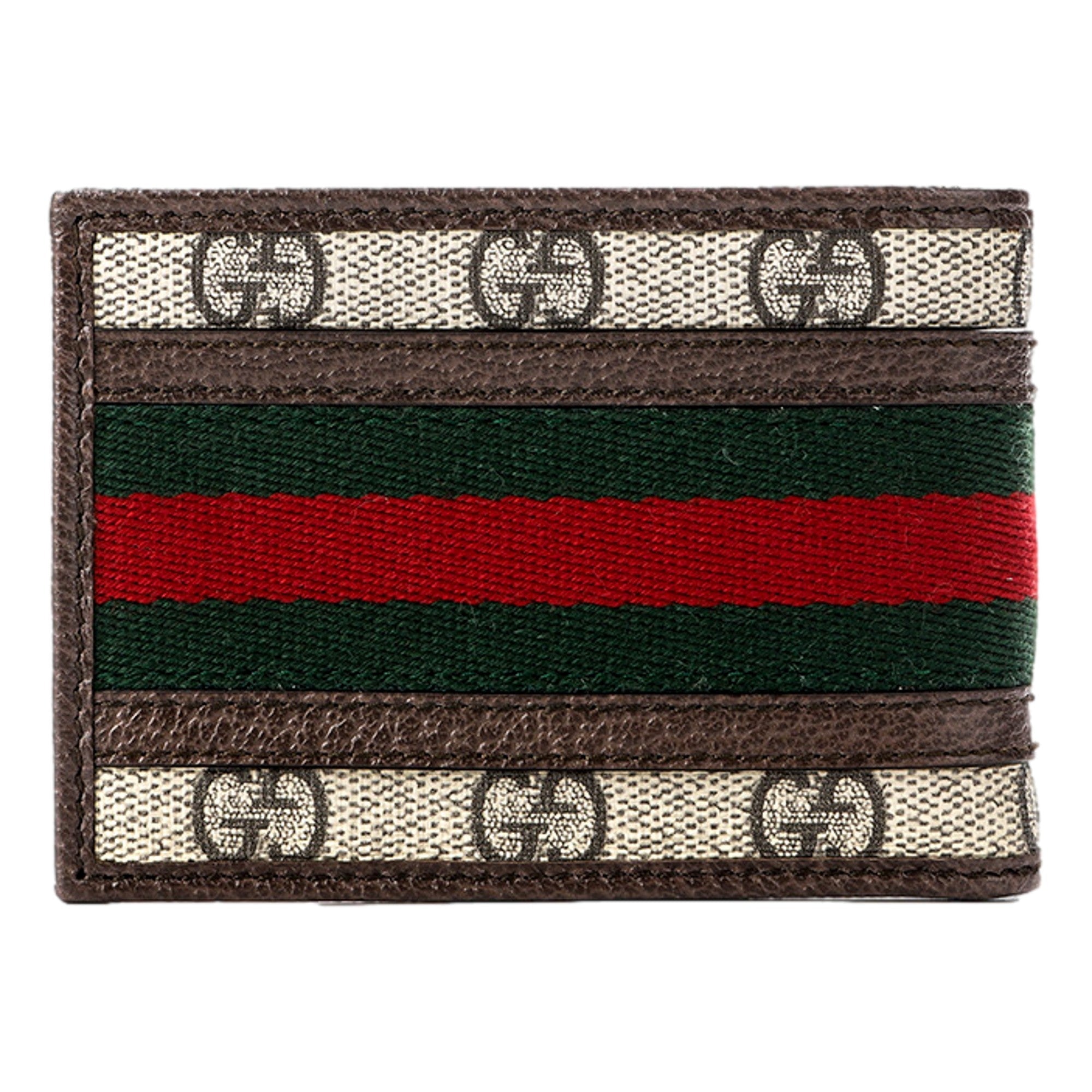 Gucci Ophidia GG Canvas Web Stripe Mini Bifold Wallet available at Queen Bee of Beverly Hills