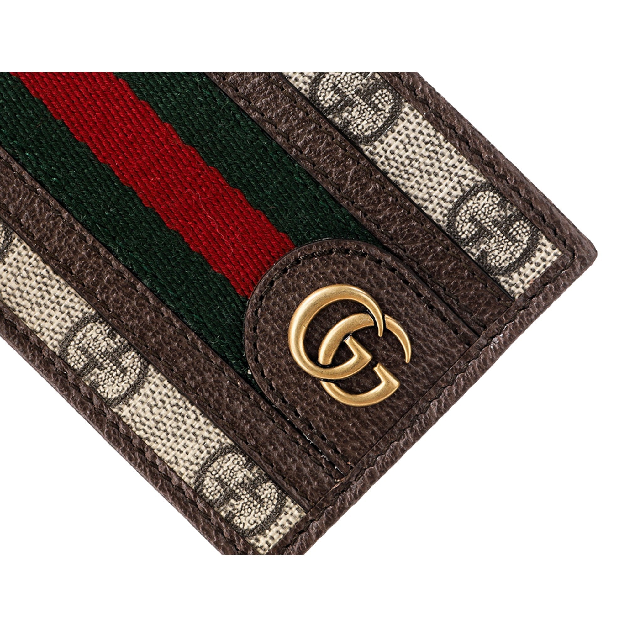 Gucci Ophidia GG Canvas Web Stripe Mini Bifold Wallet available at Queen Bee of Beverly Hills