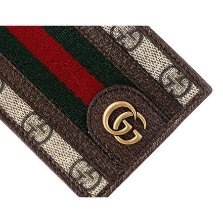 Gucci Ophidia GG Canvas Web Stripe Mini Bifold Wallet available at Queen Bee of Beverly Hills