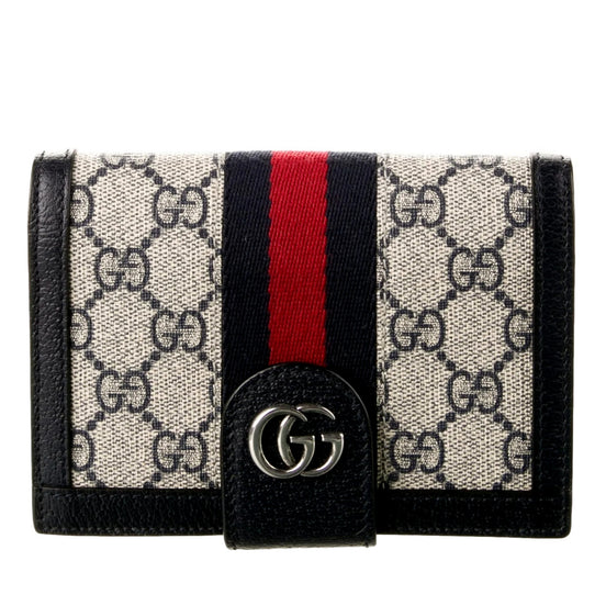 Gucci Ophidia GG Supreme Canvas Passport Holder Red and Blue available at Queen Bee of Beverly Hills