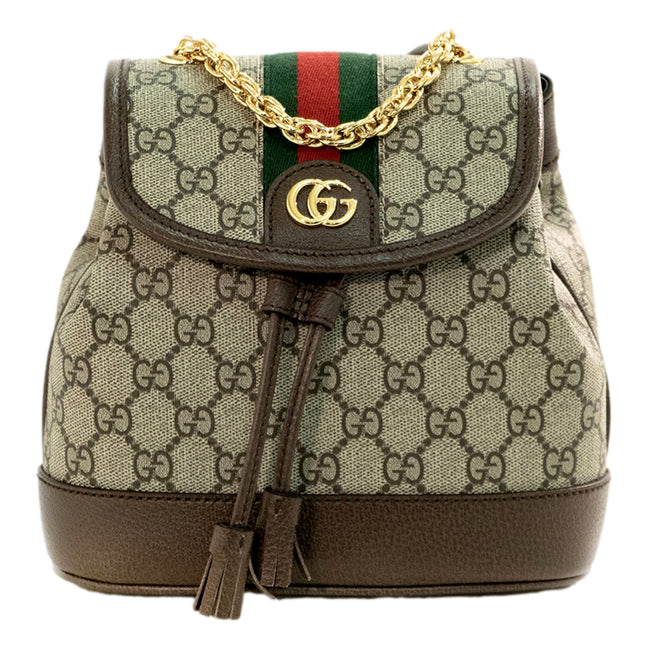 Gucci Ophidia GG Supreme Mini Leather Canvas Backpack available at Queen Bee of Beverly Hills