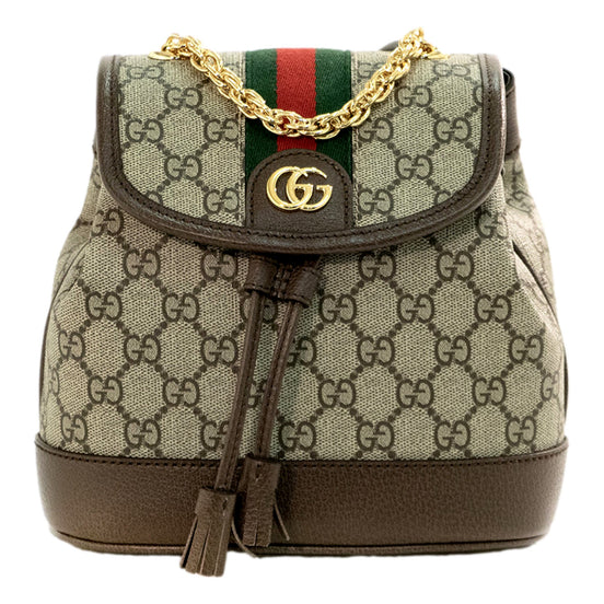 Gucci Ophidia GG Supreme Mini Leather Canvas Backpack available at Queen Bee of Beverly Hills
