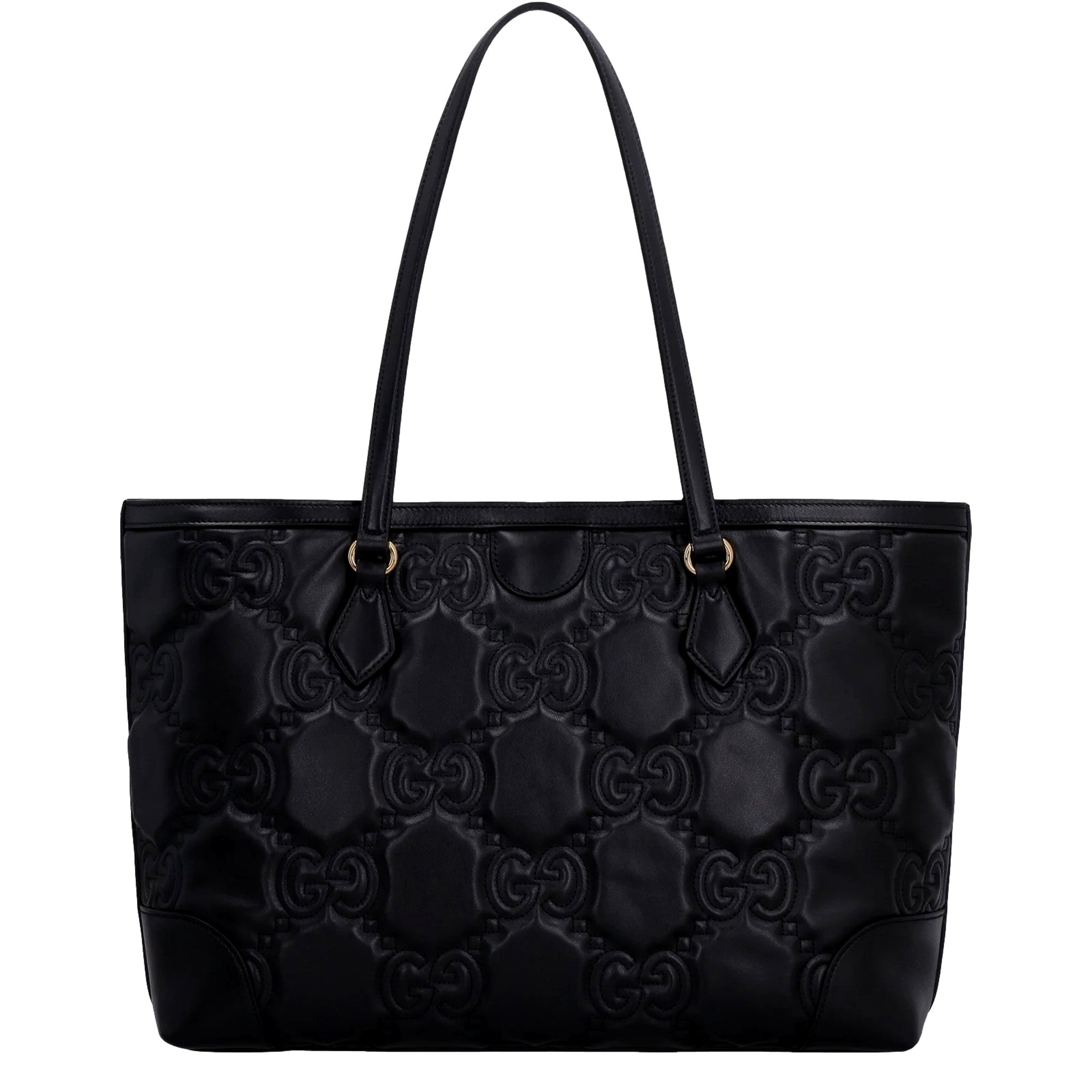 Gucci Ophidia Jumbo GG Matellase Medium Black Leather Tote available at Queen Bee of Beverly Hills