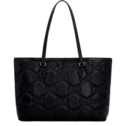 Gucci Ophidia Jumbo GG Matellase Medium Black Leather Tote available at Queen Bee of Beverly Hills
