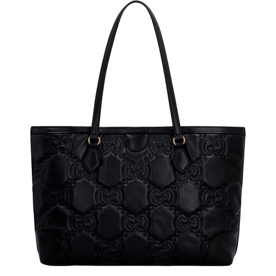 Gucci Ophidia Jumbo GG Matellase Medium Black Leather Tote available at Queen Bee of Beverly Hills