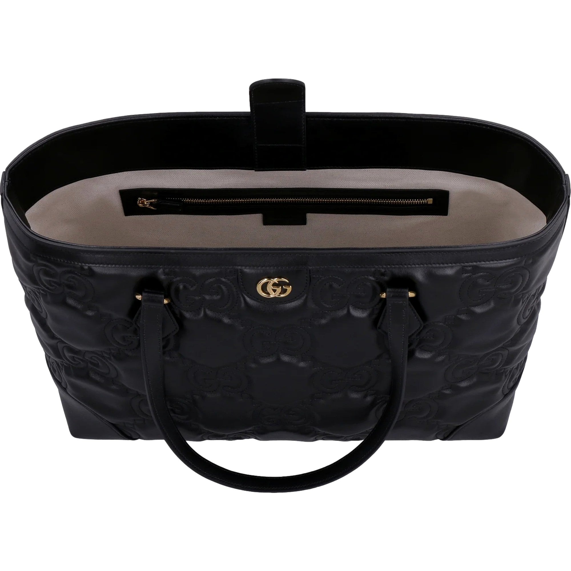 Gucci Ophidia Jumbo GG Matellase Medium Black Leather Tote available at Queen Bee of Beverly Hills