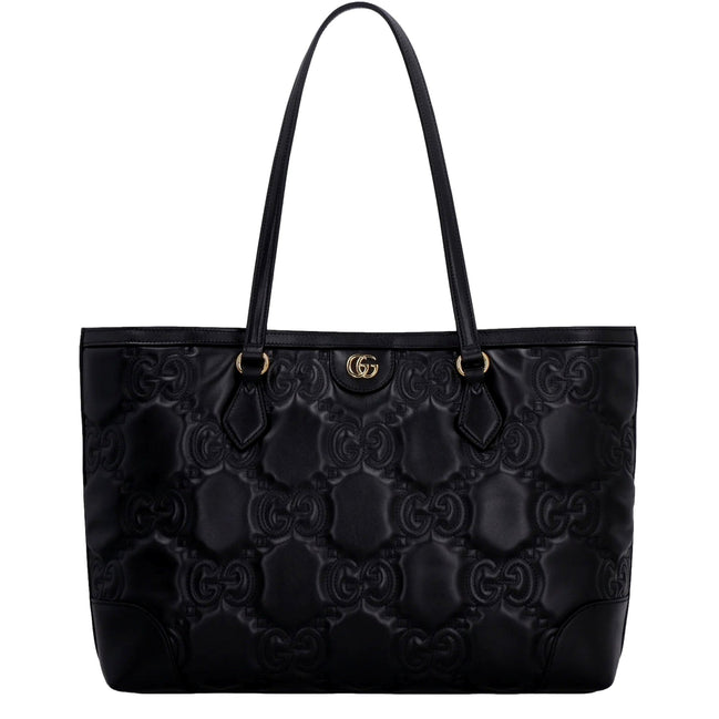 Gucci Ophidia Jumbo GG Matellase Medium Black Leather Tote available at Queen Bee of Beverly Hills
