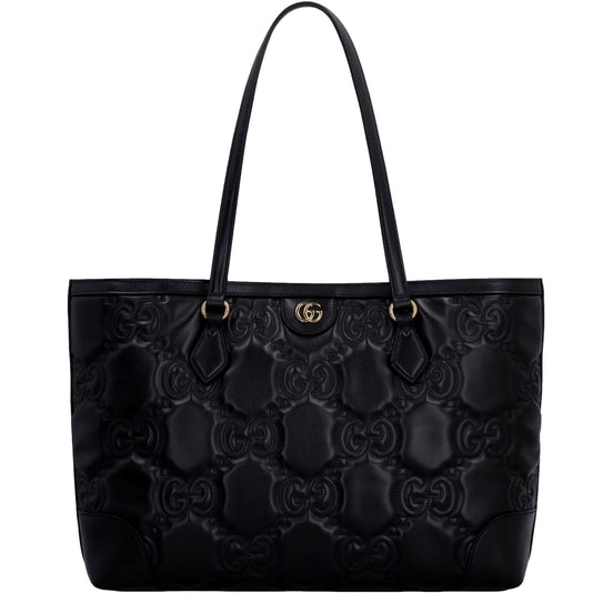 Gucci Ophidia Jumbo GG Matellase Medium Black Leather Tote available at Queen Bee of Beverly Hills