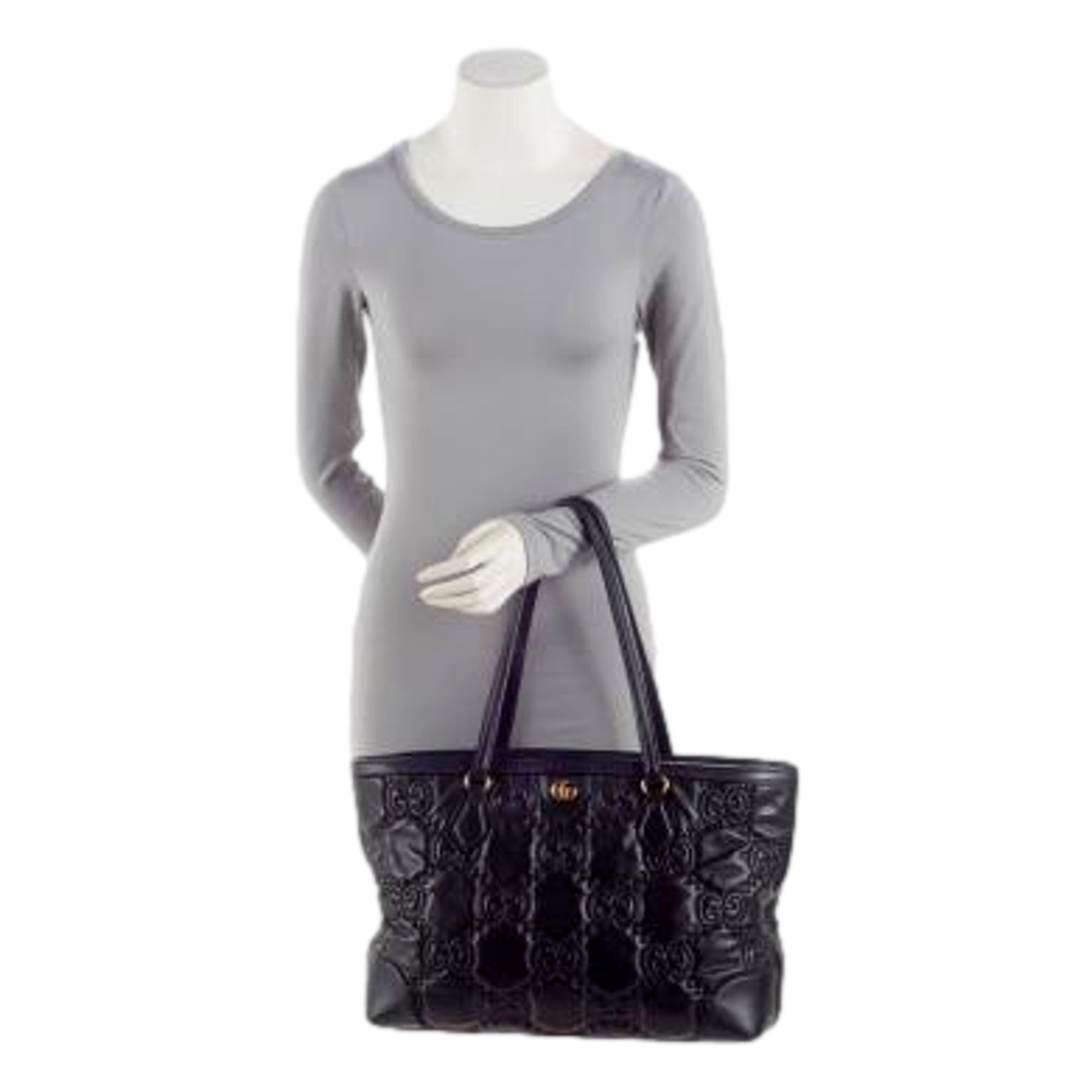 Gucci Ophidia Jumbo GG Matellase Medium Black Leather Tote available at Queen Bee of Beverly Hills