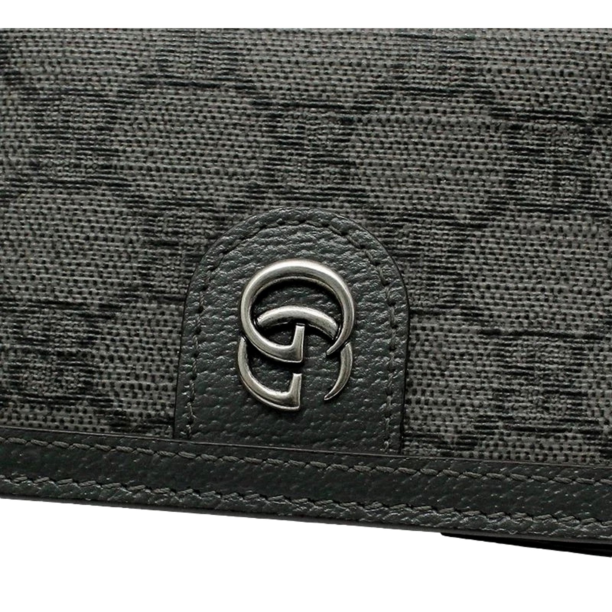Gucci Ophidia Silver Gray Supreme Bifold Card Case Wallet available at Queen Bee of Beverly Hills