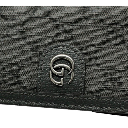 Gucci Ophidia Silver Gray Supreme Bifold Card Case Wallet available at Queen Bee of Beverly Hills
