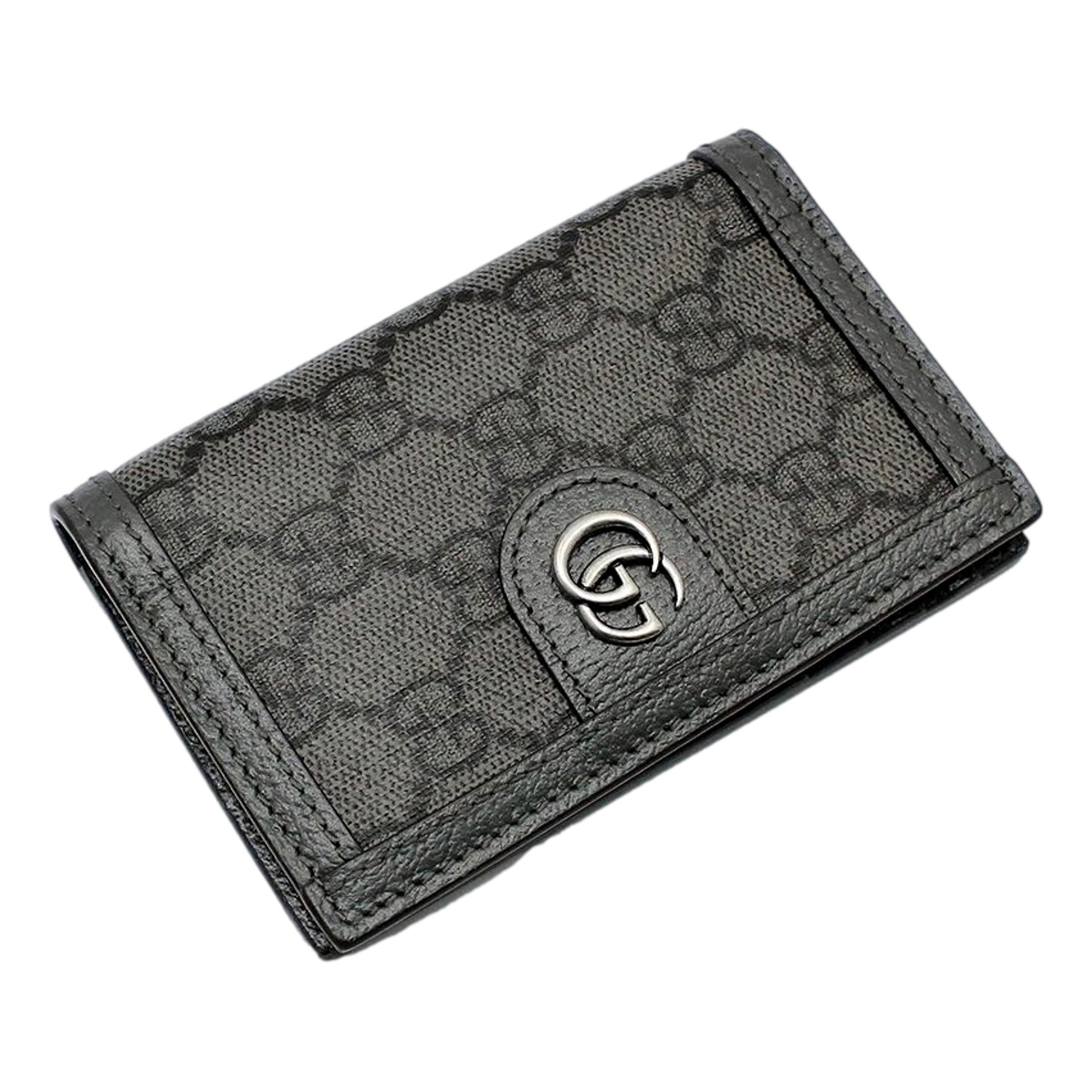 Gucci Ophidia Silver Gray Supreme Bifold Card Case Wallet available at Queen Bee of Beverly Hills