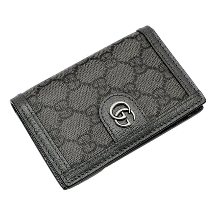 Gucci Ophidia Silver Gray Supreme Bifold Card Case Wallet available at Queen Bee of Beverly Hills