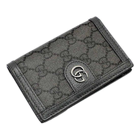 Gucci Ophidia Silver Gray Supreme Bifold Card Case Wallet available at Queen Bee of Beverly Hills