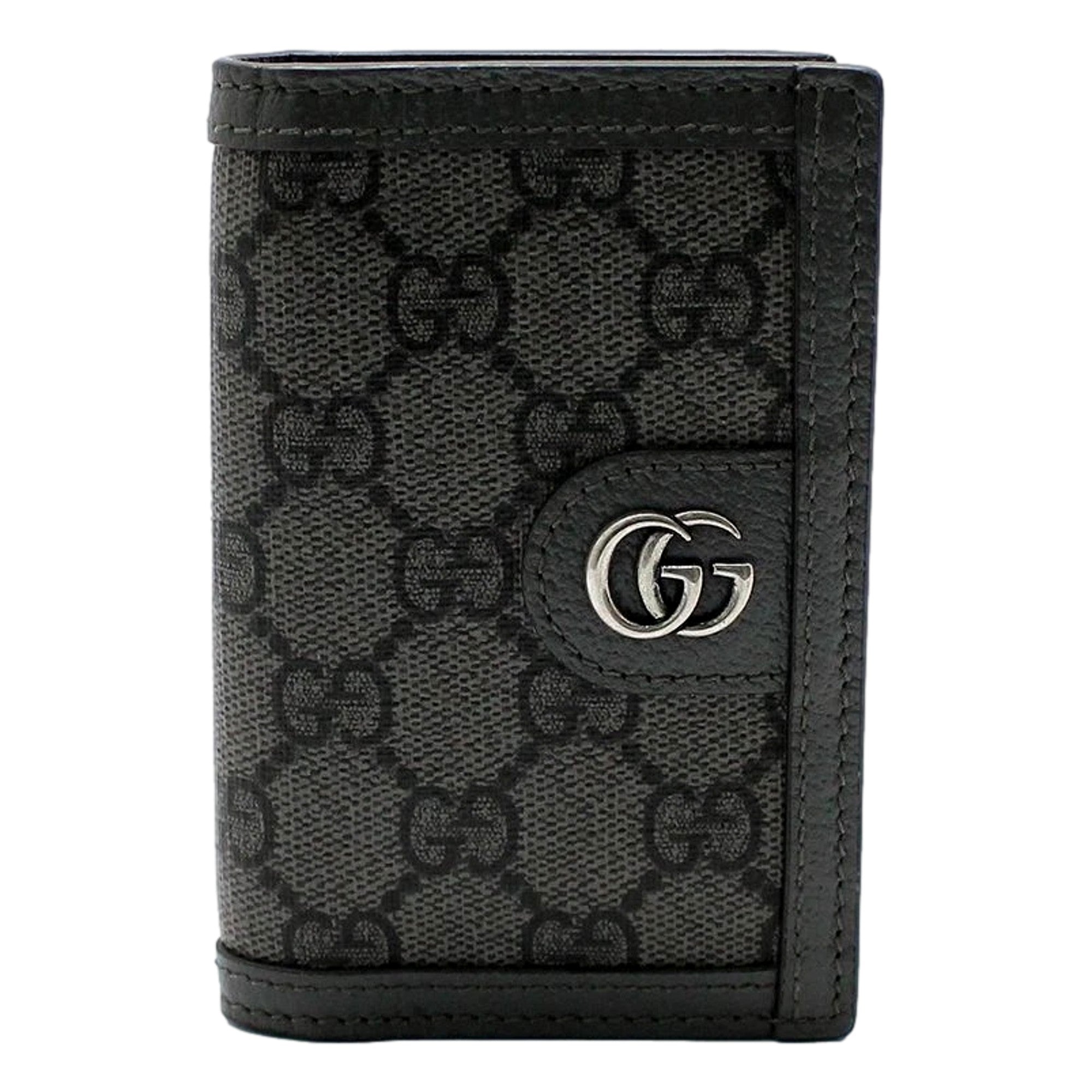 Gucci Ophidia Silver Gray Supreme Bifold Card Case Wallet available at Queen Bee of Beverly Hills