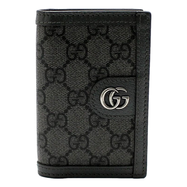 Gucci Ophidia Silver Gray Supreme Bifold Card Case Wallet available at Queen Bee of Beverly Hills