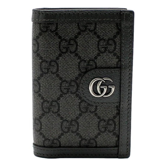 Gucci Ophidia Silver Gray Supreme Bifold Card Case Wallet available at Queen Bee of Beverly Hills