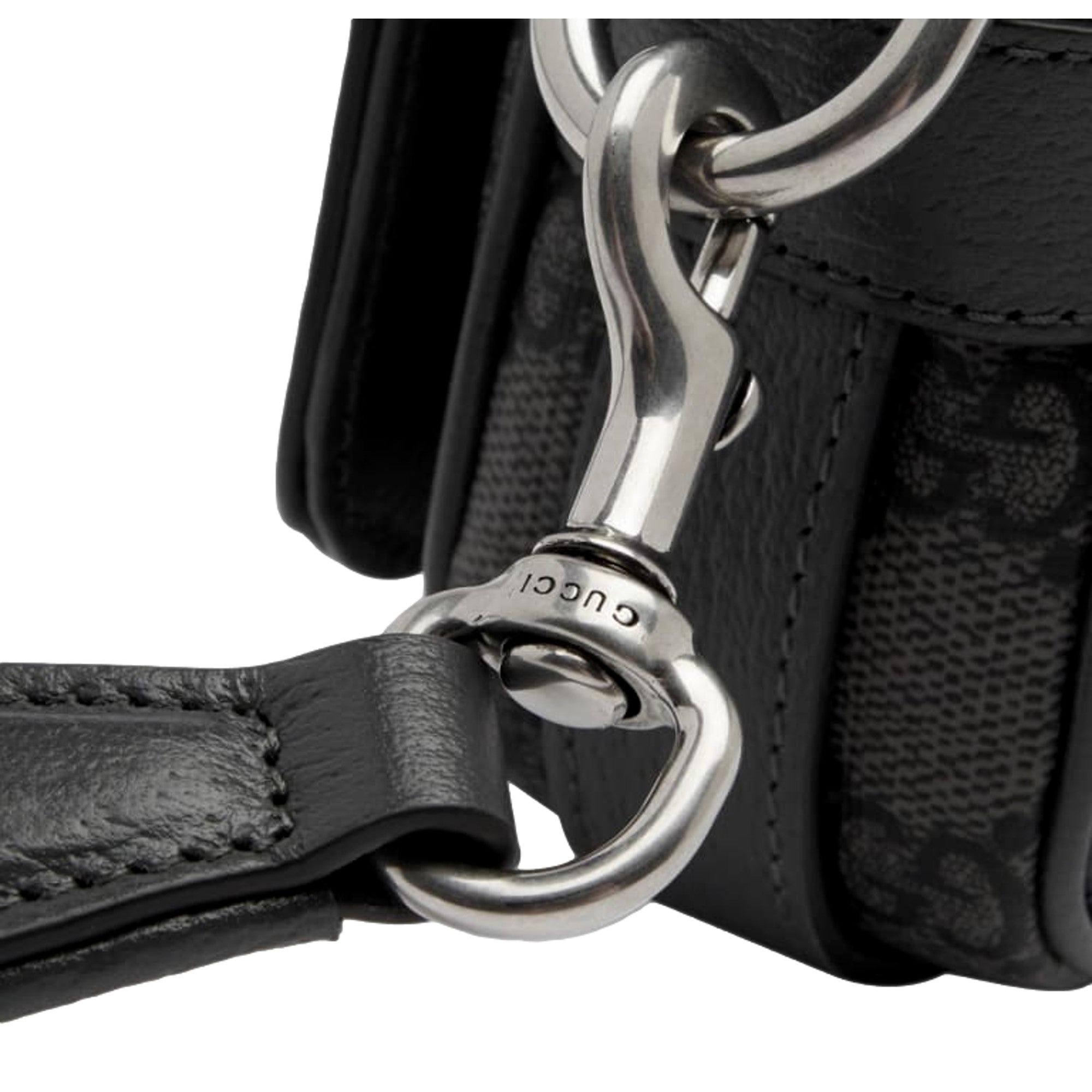 Gucci Ophidia Super Mini GG Supreme Canvas Shoulder Bag Gray Black available at Queen Bee of Beverly Hills