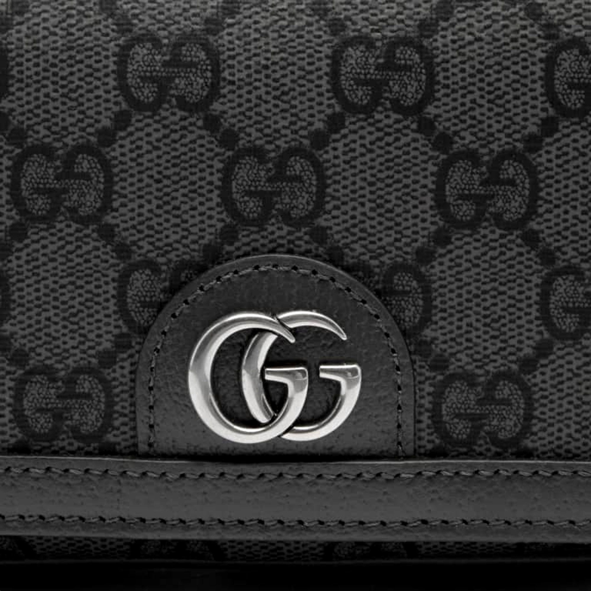 Gucci Ophidia Super Mini GG Supreme Canvas Shoulder Bag Gray Black available at Queen Bee of Beverly Hills