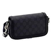 Gucci Ophidia Super Mini GG Supreme Canvas Shoulder Bag Navy Blue available at Queen Bee of Beverly Hills