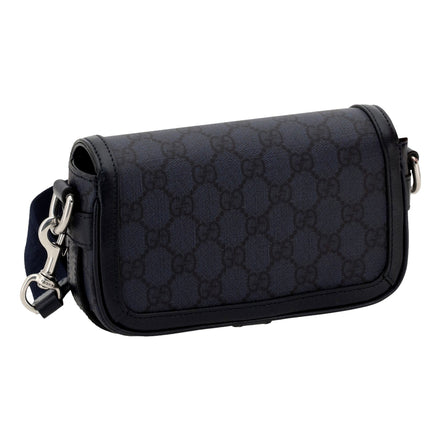 Gucci Ophidia Super Mini GG Supreme Canvas Shoulder Bag Navy Blue available at Queen Bee of Beverly Hills