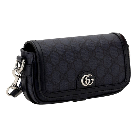 Gucci Ophidia Super Mini GG Supreme Canvas Shoulder Bag Navy Blue available at Queen Bee of Beverly Hills
