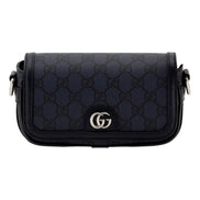 Gucci Ophidia Super Mini GG Supreme Canvas Shoulder Bag Navy Blue available at Queen Bee of Beverly Hills