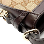Gucci Original GG Canvas Beige Brown Webstripe Mini Bucket Bag available at Queen Bee of Beverly Hills