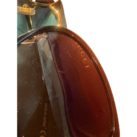 Gucci Oversized Cat Eye Black Gold Sunglasses available at Queen Bee of Beverly Hills