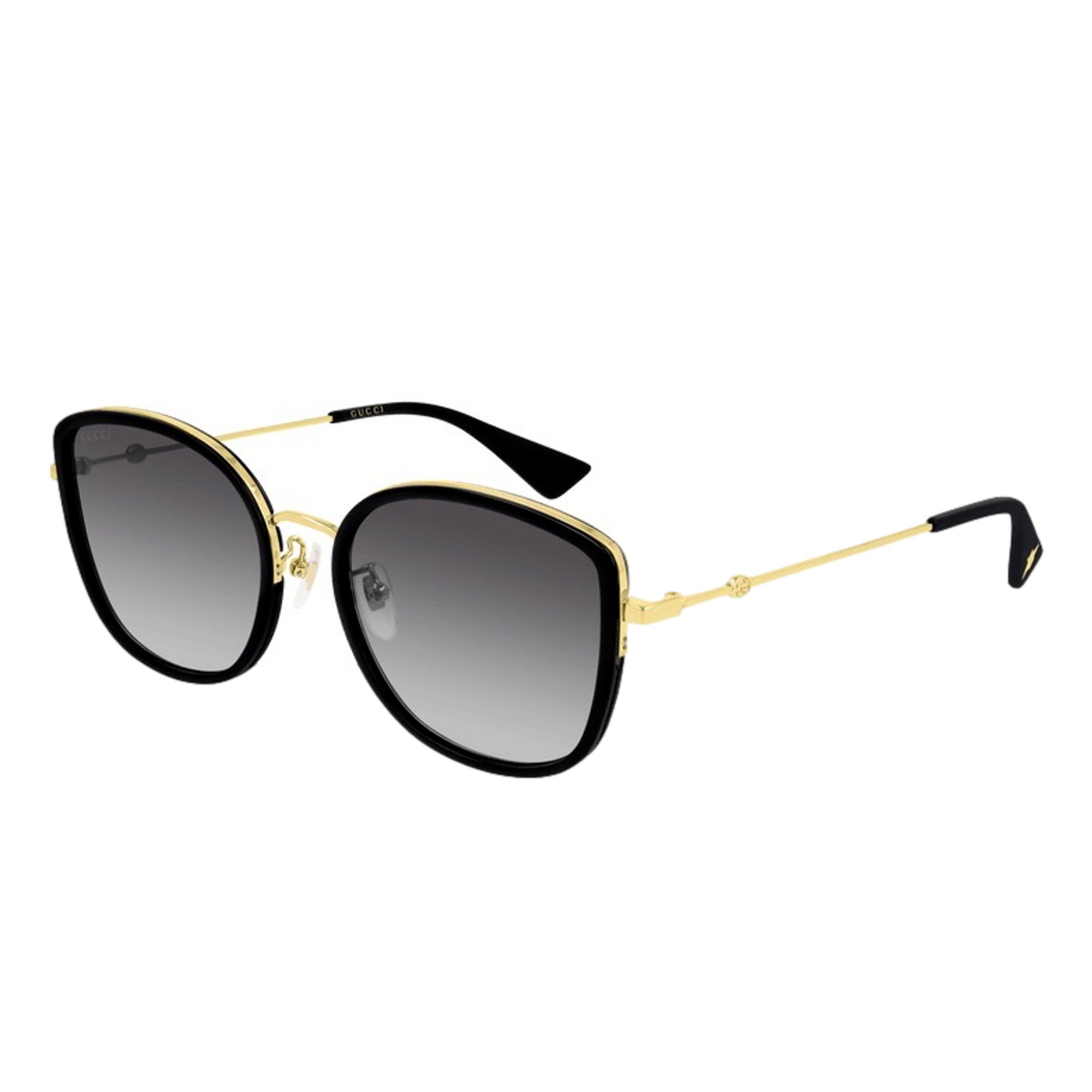 Gucci Oversized Cat Eye Black Gold Sunglasses available at Queen Bee of Beverly Hills