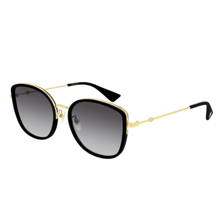 Gucci Oversized Cat Eye Black Gold Sunglasses available at Queen Bee of Beverly Hills