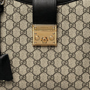 Gucci GG Supreme Monogram Canvas Medium Padlock Shoulder Bag Black