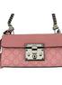 Gucci Pink GG Supreme Leather Padlock Chain Small Handbag Pink available at Queen Bee of Beverly Hills
