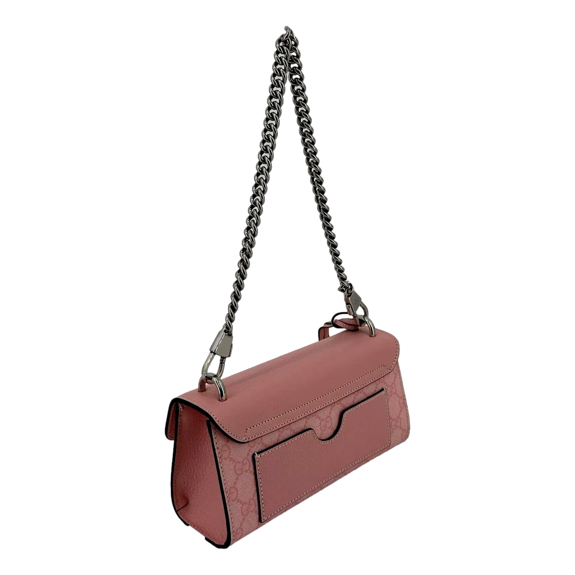 Gucci Pink GG Supreme Leather Padlock Chain Small Handbag Pink available at Queen Bee of Beverly Hills