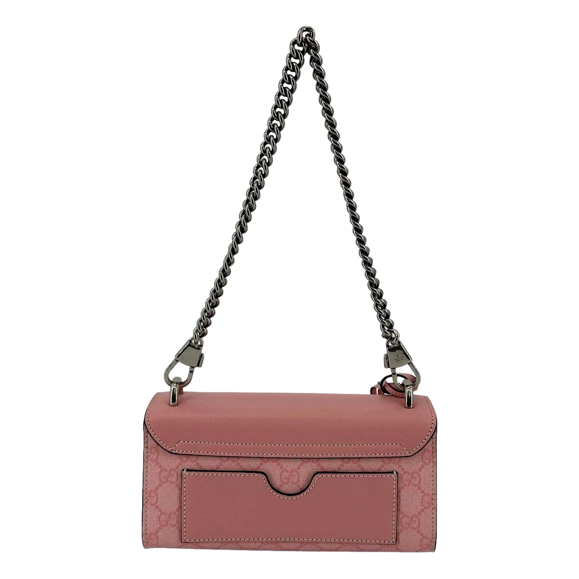 Gucci Pink GG Supreme Leather Padlock Chain Small Handbag Pink available at Queen Bee of Beverly Hills