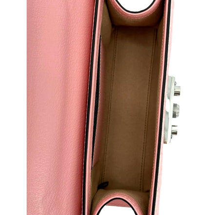 Gucci Pink GG Supreme Leather Padlock Chain Small Handbag Pink available at Queen Bee of Beverly Hills