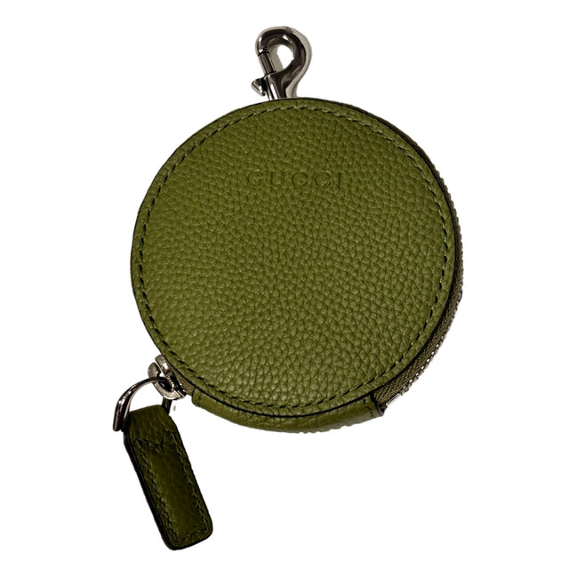 Gucci Round Coin Case Keychain Calf Leather Lime Green Pouch - available at Queen Bee of Beverly Hills. 