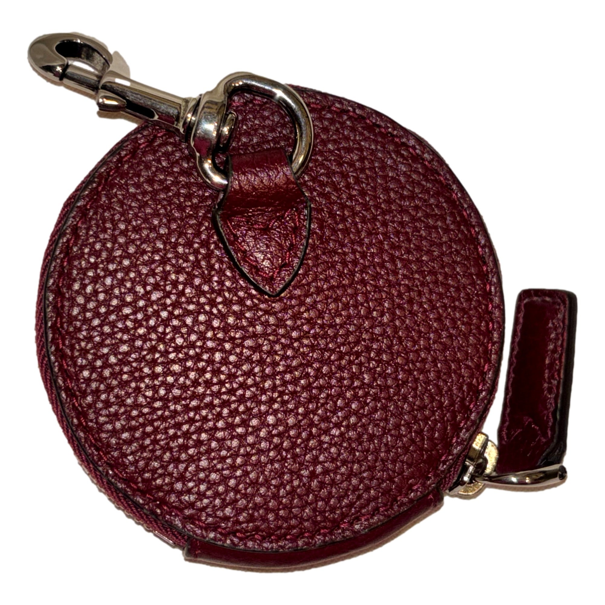 Gucci Round Coin Case Keychain Calf Leather Burgundy Red Pouch - available at Queen Bee of Beverly Hills. 