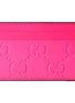 Gucci GG Leather Rubber Effect Neon Pink Card Holder Wallet