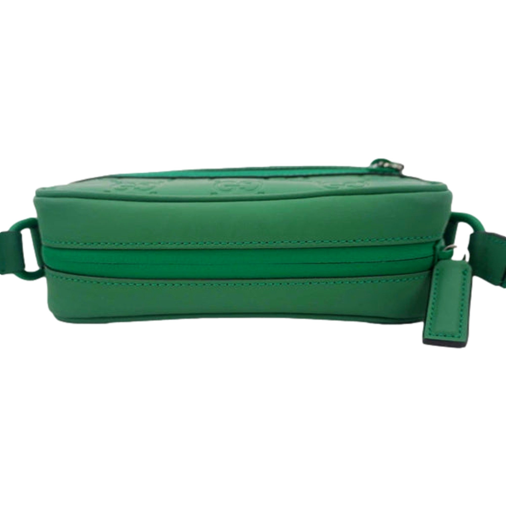 Gucci GG Rubber Effect Green Guccissima Leather Camera Crossbody Bag
