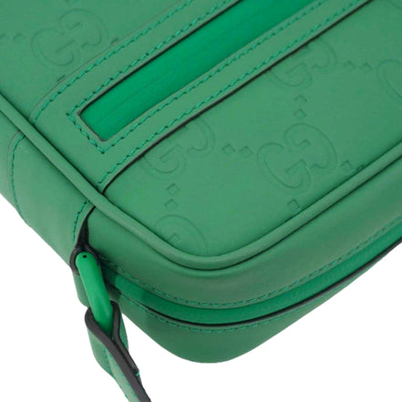 Gucci GG Rubber Effect Green Guccissima Leather Camera Crossbody Bag