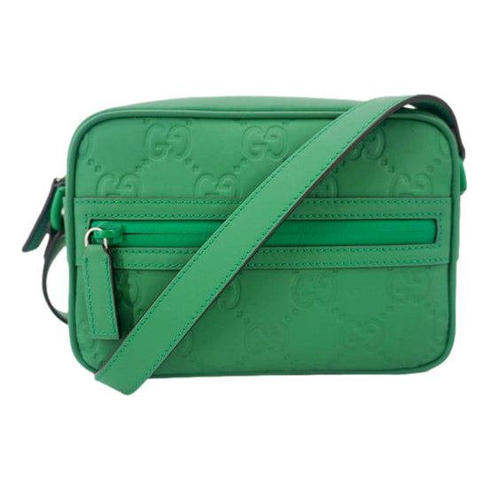 Gucci GG Rubber Effect Green Guccissima Leather Camera Crossbody Bag