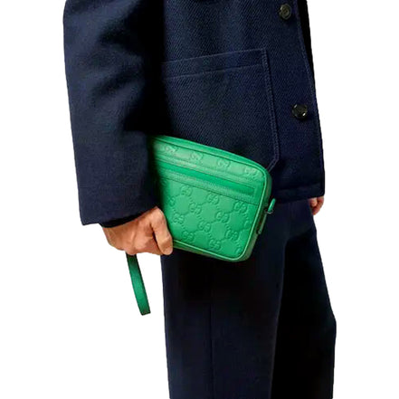 Gucci GG Rubber Effect Crossbody Bag in Green - available at Queen Bee of Beverly Hills.