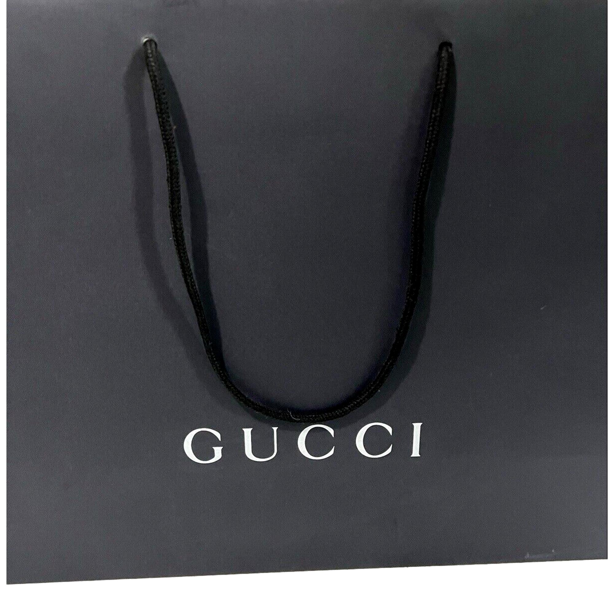 Gucci Shopping Gift Bag Designer Logo Packaging Black Paper Large Size available at Queen Bee of Beverly Hills